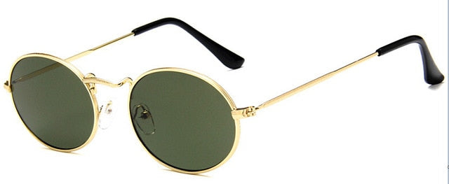Small Oval Gold gray  Sunglasses For Women
