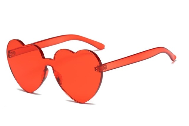 New Fashion cute sexy retro Love Heart  Rimless Sunglasses Women