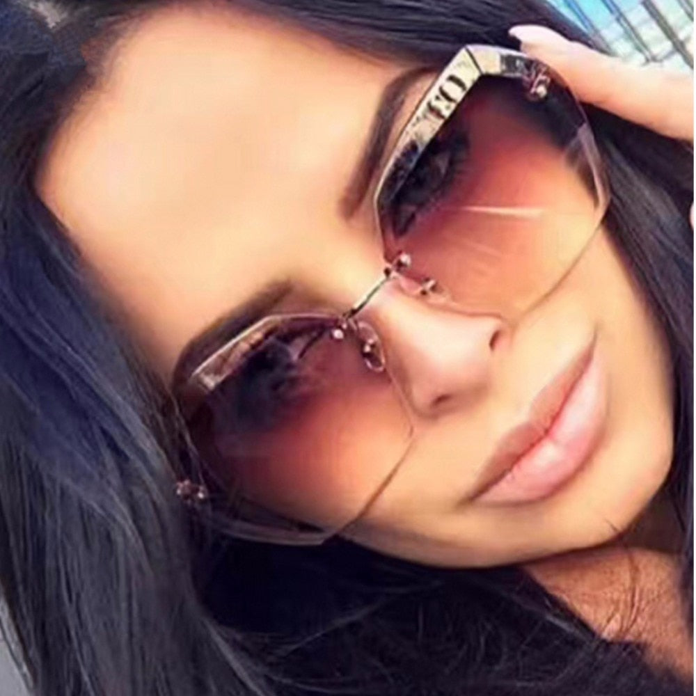 Luxury Vintage Rimless sunglasses women
